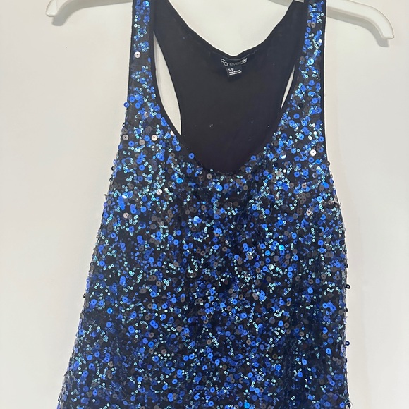 Sequin Blue and Black Tank Top - Picture 2 of 3